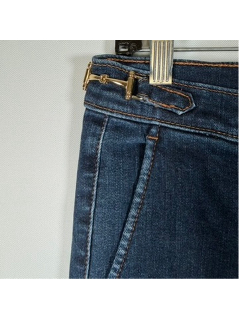 J. McLaughlin Wide Leg Jeans Dark Denim Stretch Buckle Bit Trouser Preppy Size 8 - Picture 5 of 12